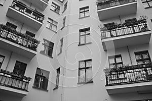 View of HackeÃ¢â¬â¢s courtyards Hackesche Hoefe, in winter. Berlin.